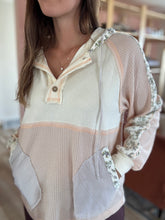 Load image into Gallery viewer, ivory + blush floral stripe hoodie