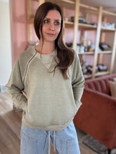 Load image into Gallery viewer, sage shoulder zip sweatshirt
