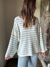 Load image into Gallery viewer, oversized cream+chambray stripe sweater