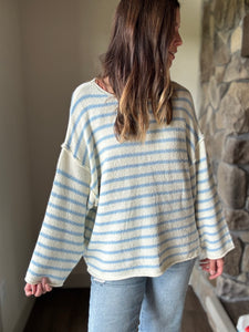 oversized cream+chambray stripe sweater