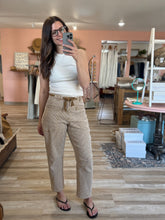 Load image into Gallery viewer, camel stripe barrel pants