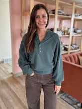 Load image into Gallery viewer, celine antique green soft henley top