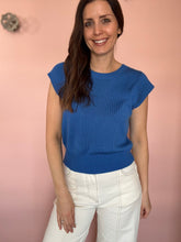 Load image into Gallery viewer, royal blue cap sleeve top