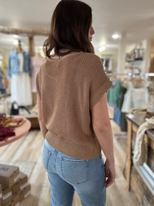 coffee short sleeve lightweight sweater