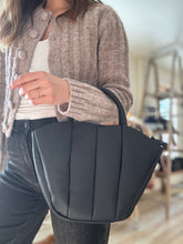 Load image into Gallery viewer, black pleated soft vegan leather hobo bag - 2 in 1!