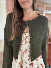 Load image into Gallery viewer, moody olive fuzzy cardigan