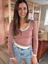 Load image into Gallery viewer, dark mauve scoop long sleeve tee