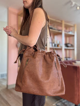 Load image into Gallery viewer, saddle brown soft leather drawstring purse
