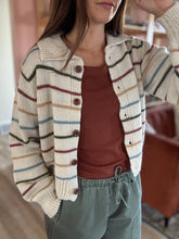 Load image into Gallery viewer, retro fall stripe button cardi