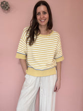 Load image into Gallery viewer, butter yellow + blue stripe sweater