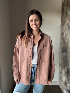 mauve denim jacket