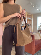 Load image into Gallery viewer, suede khaki hobo bag