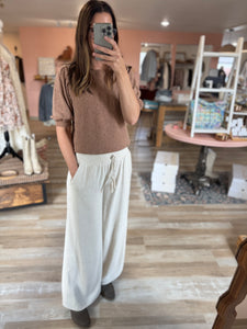 brown jacquard half sleeve sweatshirt