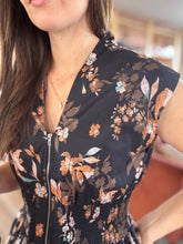 Load image into Gallery viewer, fall floral zipper midi dress