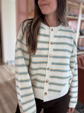 Load image into Gallery viewer, cozy up stripe button cardi