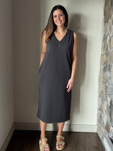 Load image into Gallery viewer, charcoal knit tank midi dress