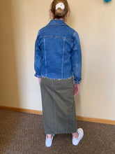 Load image into Gallery viewer, olive denim slit front long skirt