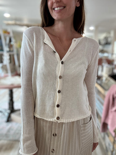 cream lightweight button down cardigan