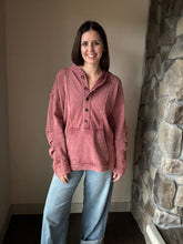 Load image into Gallery viewer, washed burgundy tunic sweatshirt