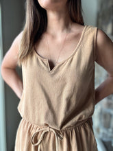 Load image into Gallery viewer, caramel mineral washed french terry romper