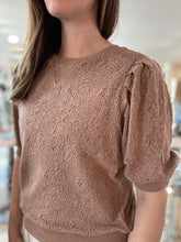 Load image into Gallery viewer, brown jacquard half sleeve sweatshirt