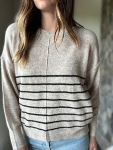 natural + black stripe sweater