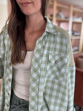 Load image into Gallery viewer, seaside gingham button down