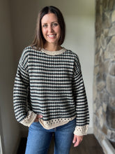 Load image into Gallery viewer, black + turquoise striped sweater