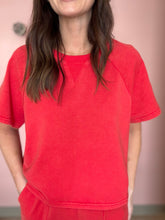 Load image into Gallery viewer, red mineral washed french terry top | S-3XL