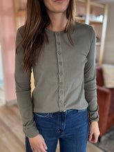 Load image into Gallery viewer, dusty olive button down cardigan