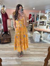 Load image into Gallery viewer, yellow + blue floral midi dress | S-3XL