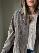 Load image into Gallery viewer, black coffee oversized denim jacket
