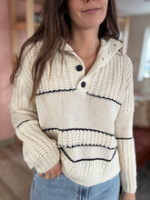Load image into Gallery viewer, cozy cream + black stripe sweater