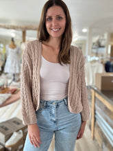 Load image into Gallery viewer, tan lightweight cable cardigan
