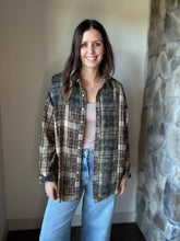 Load image into Gallery viewer, brown + black mineral washed flannel