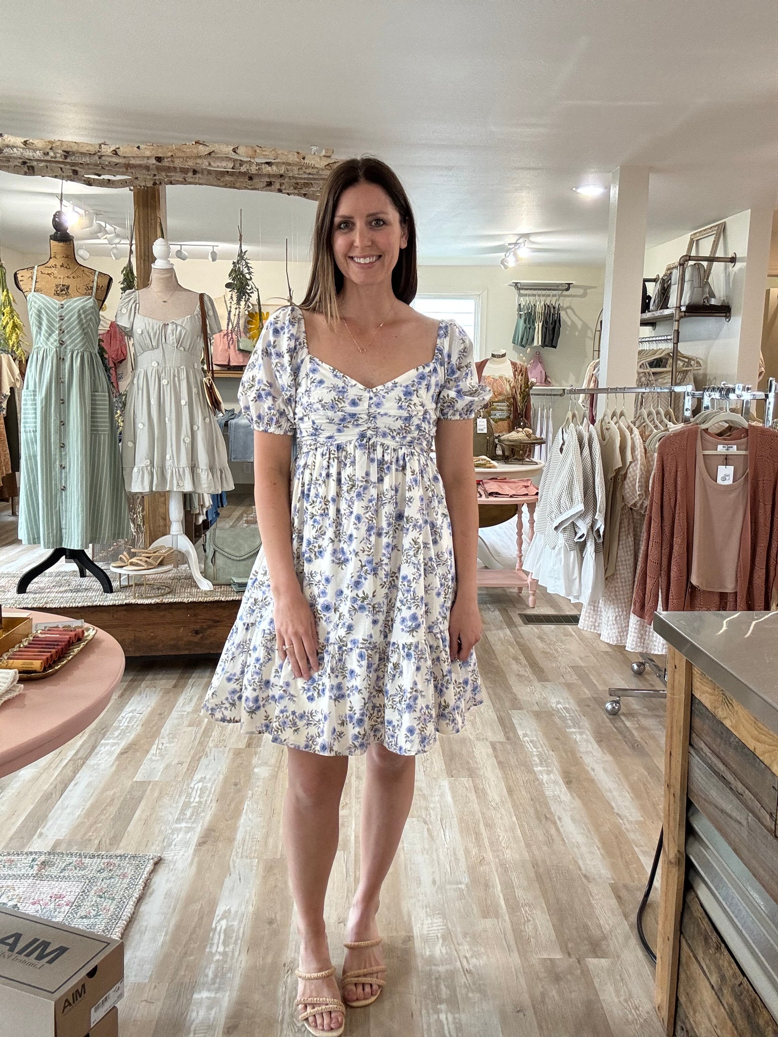 cream + lavender floral cotton dress Cloth + Stone cream + lavender floral cotton dress Cloth + Stone