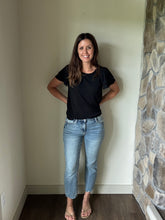 Load image into Gallery viewer, judy blue medium vintage wash frayed kick flare jeans