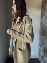 Load image into Gallery viewer, golden brown stitch detail hooded cardigan
