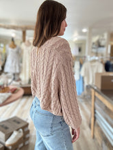 Load image into Gallery viewer, tan lightweight cable cardigan