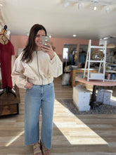 Load image into Gallery viewer, ecru floral embroidered zip jacket