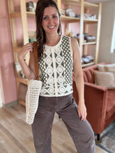 Load image into Gallery viewer, bree cream + tan woven shoulder bag