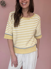 Load image into Gallery viewer, butter yellow + blue stripe sweater