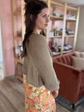 Load image into Gallery viewer, mocha cotton cropped cardigan