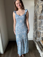 Load image into Gallery viewer, blue floral maxi dress