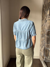 Load image into Gallery viewer, denim tiered collared top