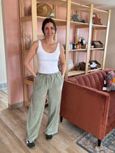 Load image into Gallery viewer, sage mineral washed wide leg pants