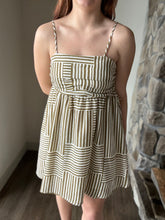 Load image into Gallery viewer, kiele olive +ivory woven striped dress