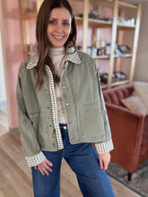 Load image into Gallery viewer, olive gingham barn jacket