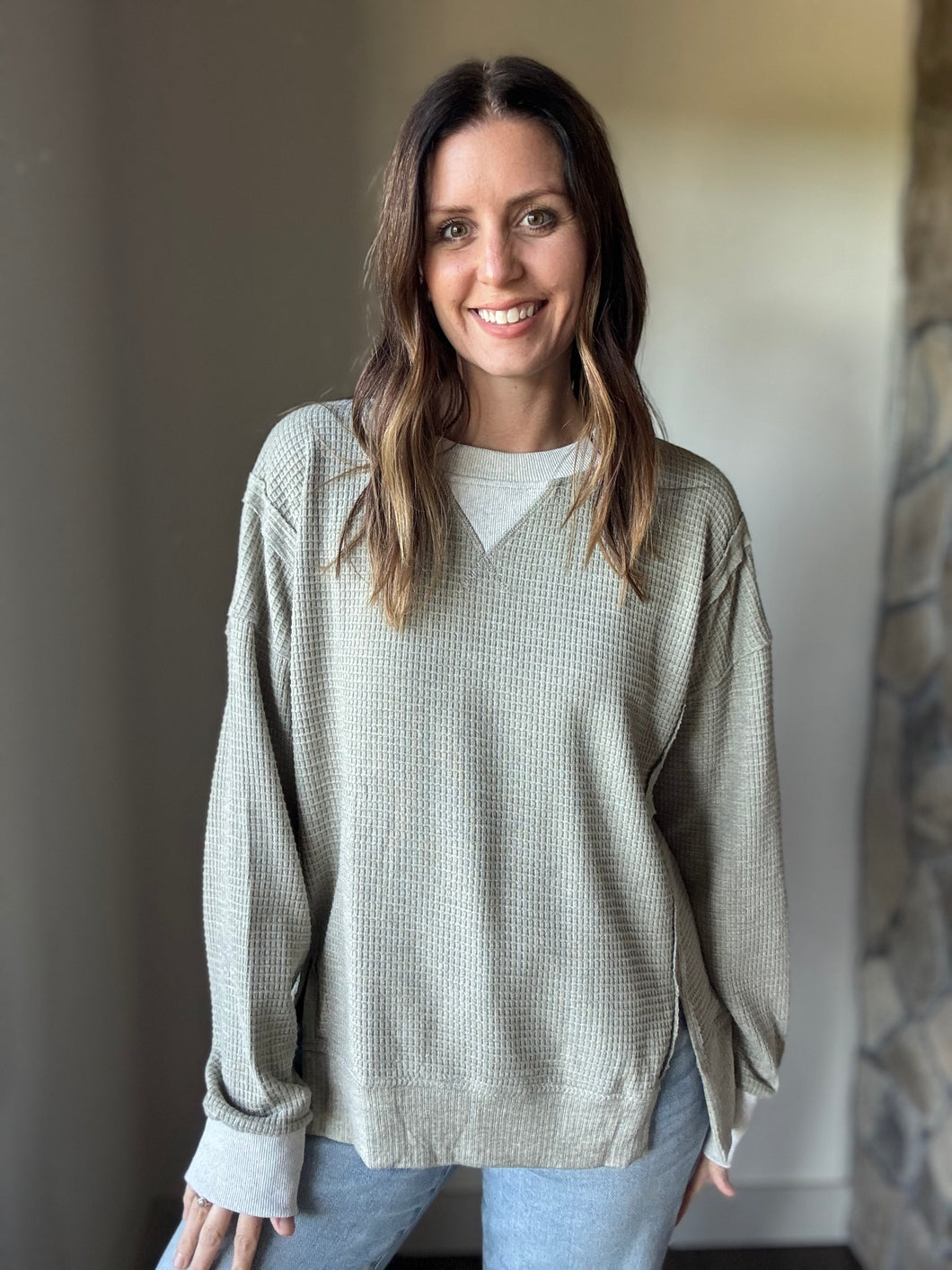 sage soft thermal pullover