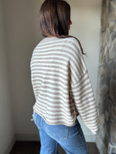 Load image into Gallery viewer, taupe + ivory stripe button down cardigan